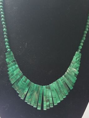 Green Statement Fan Pendant Necklace - Women Jewelry